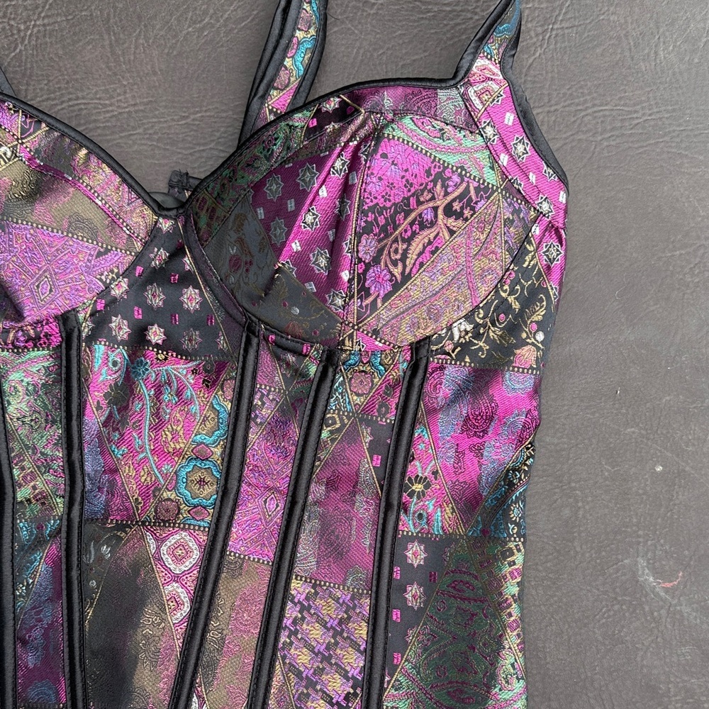 Source Unknown Multicolor Patchwork Bustier Corse… - image 4